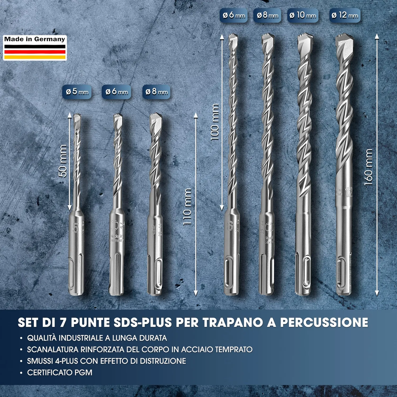 S&R SDS-Plus punte muro cemento set 7 pz PGM