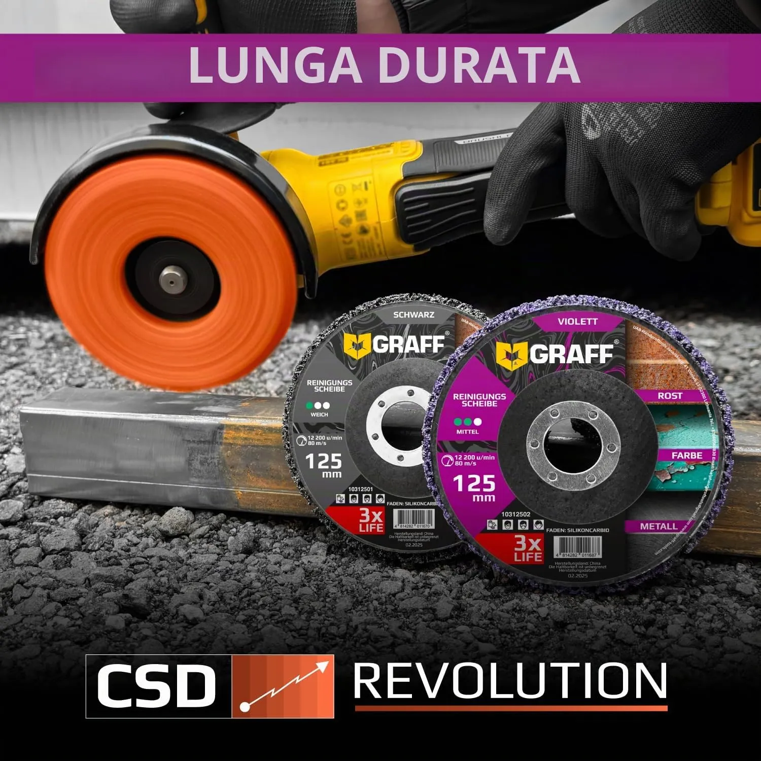 Graff CSD 125 dischi abrasivi viola grana media 5 pezzi