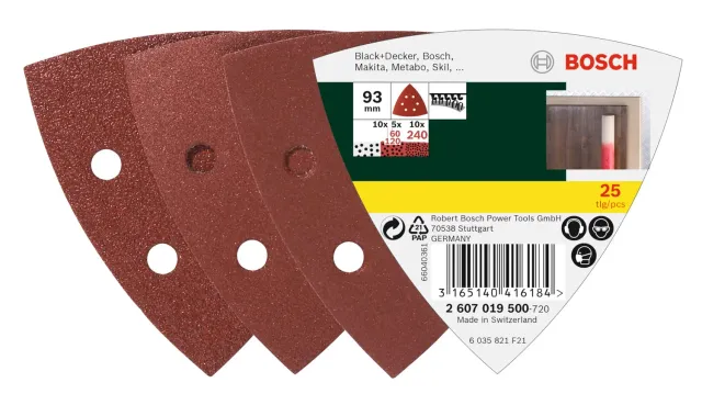 Bosch foglio abrasivo delta 93 mm 25 pz P60/120/240