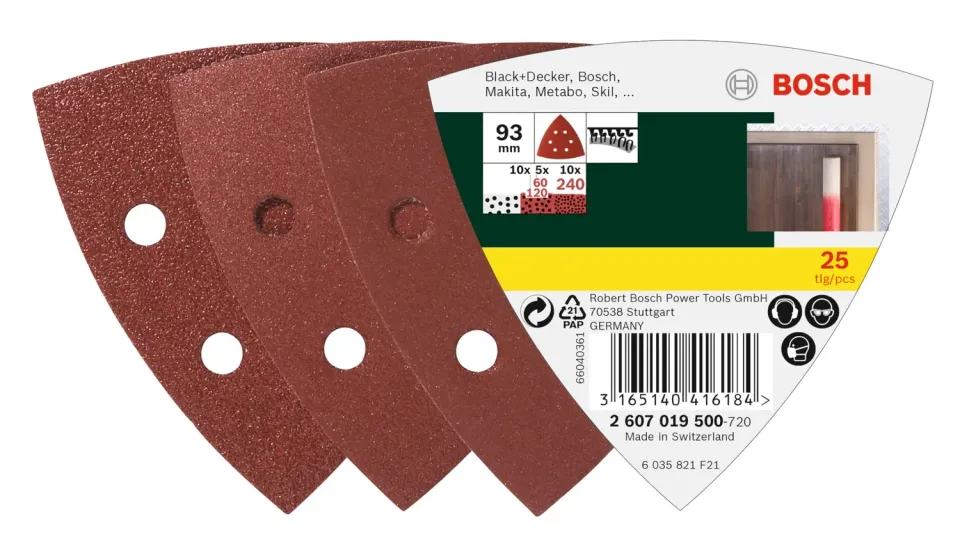 Bosch foglio abrasivo delta 93 mm 25 pz P60/120/240