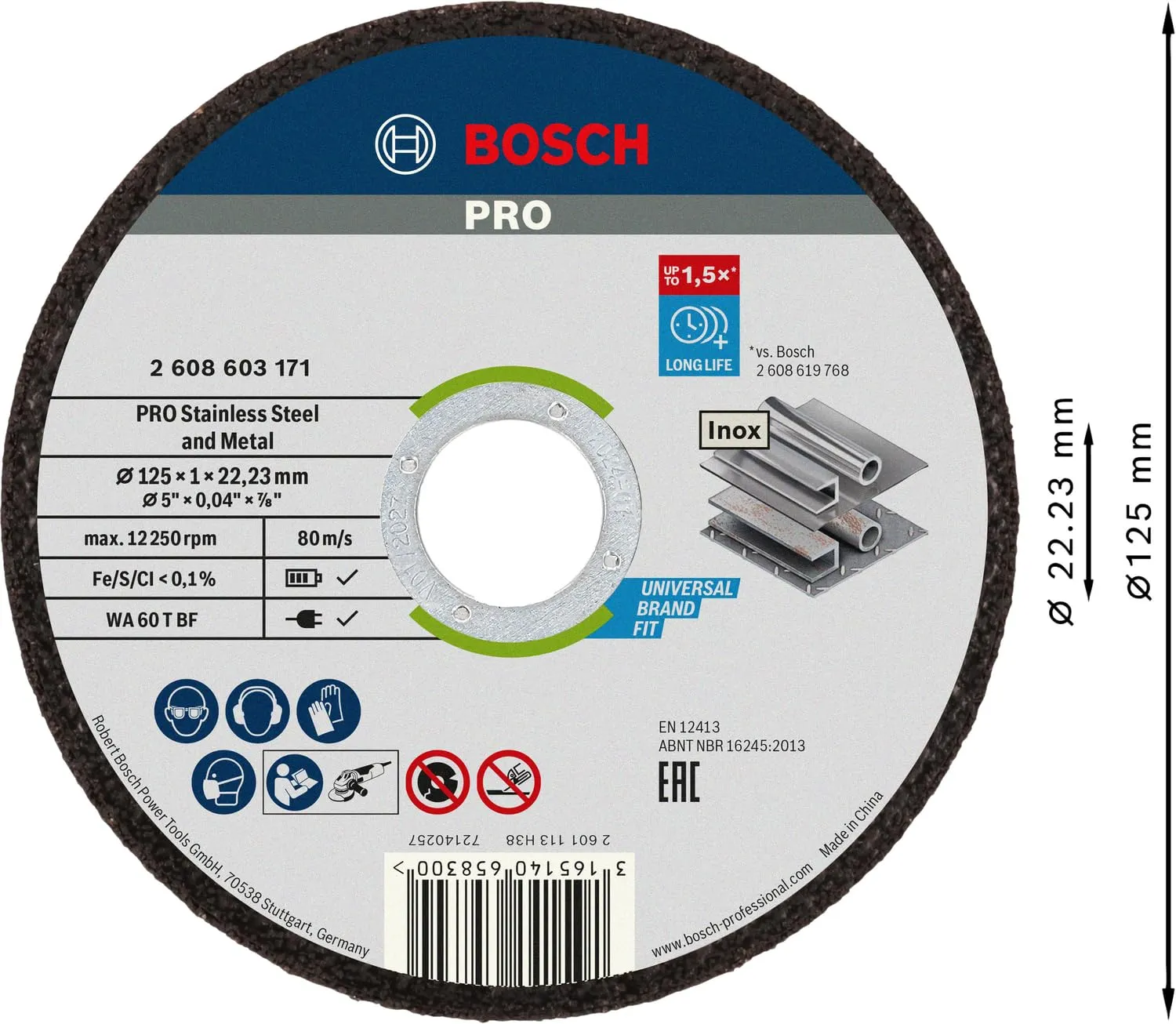 Bosch Standard for Inox disco da taglio 125 mm 10 pezzi