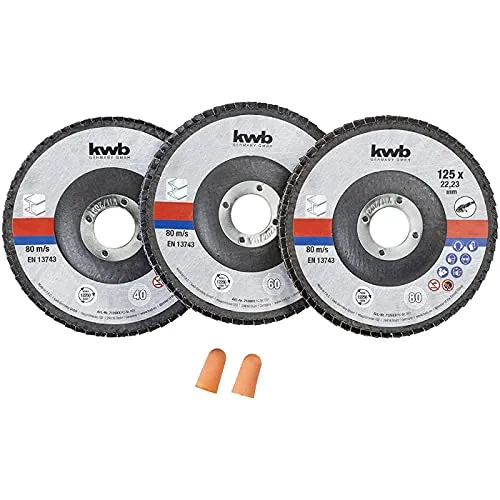 KWB Disco Lamellare 125 mm K40-K60-K80 Set 3 Pezzi