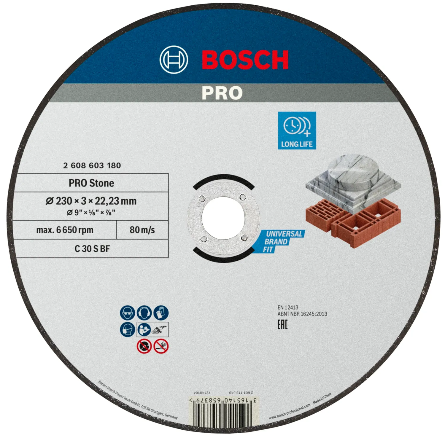 Bosch PRO Stone Disco da Taglio Pietra 115 mm per Mattone