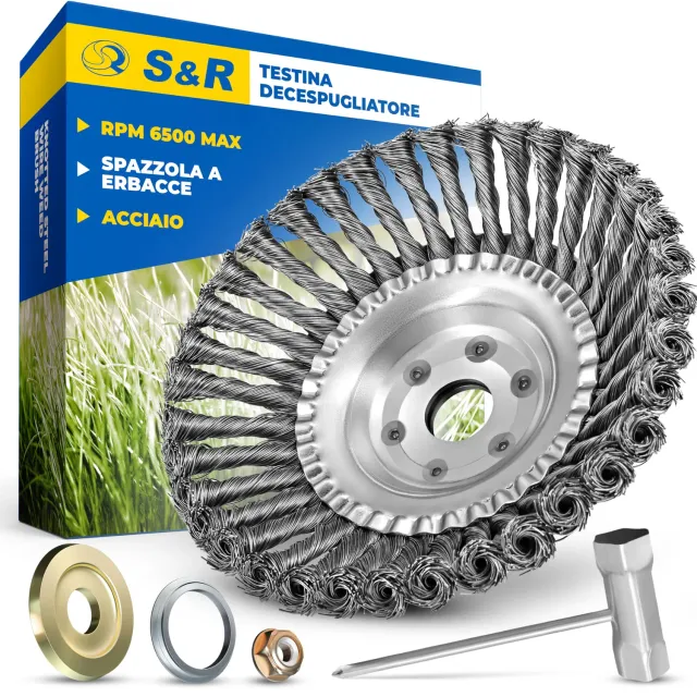 S&R spazzola decespugliatore acciaio 200 mm foro 25,4 mm