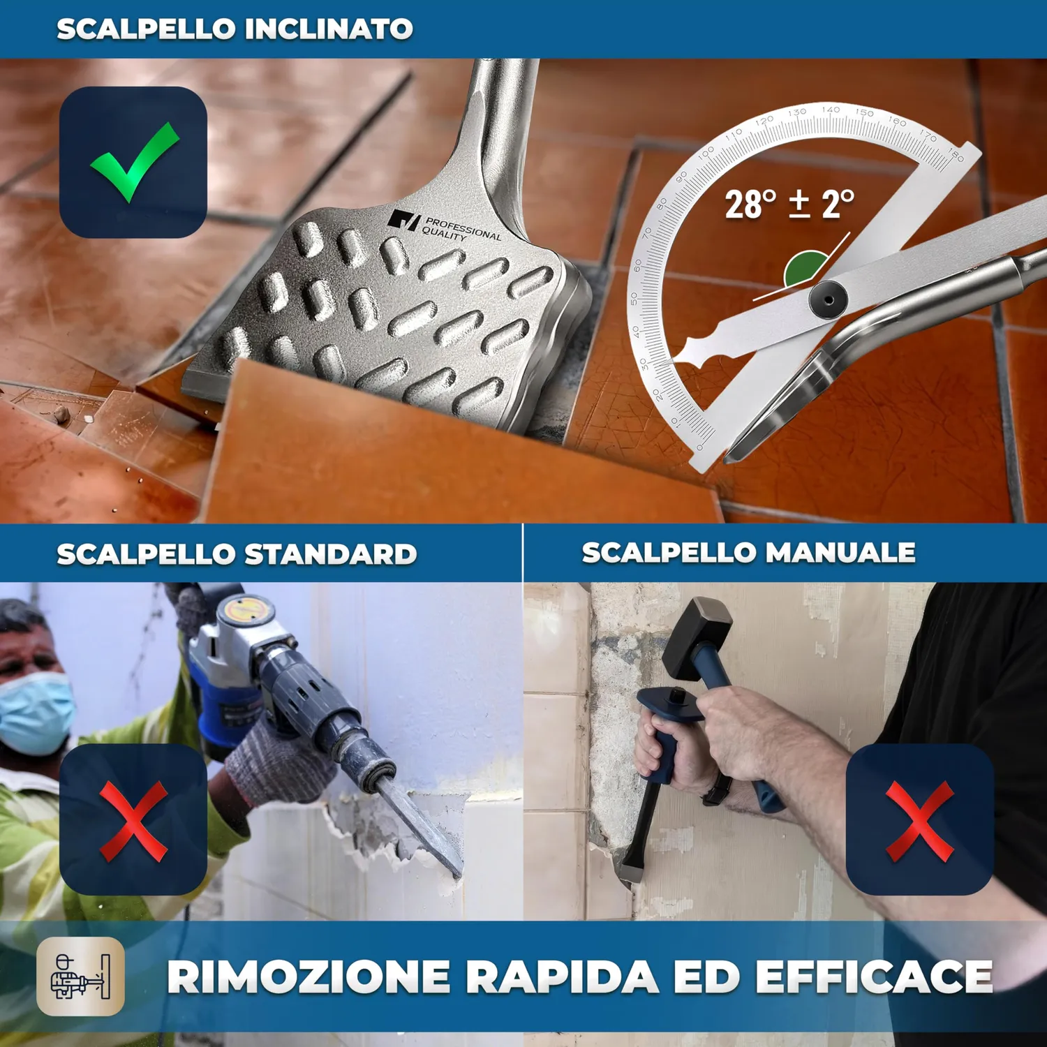 S&R scalpello SDS-Plus piastrelle 165x75 mm angolato