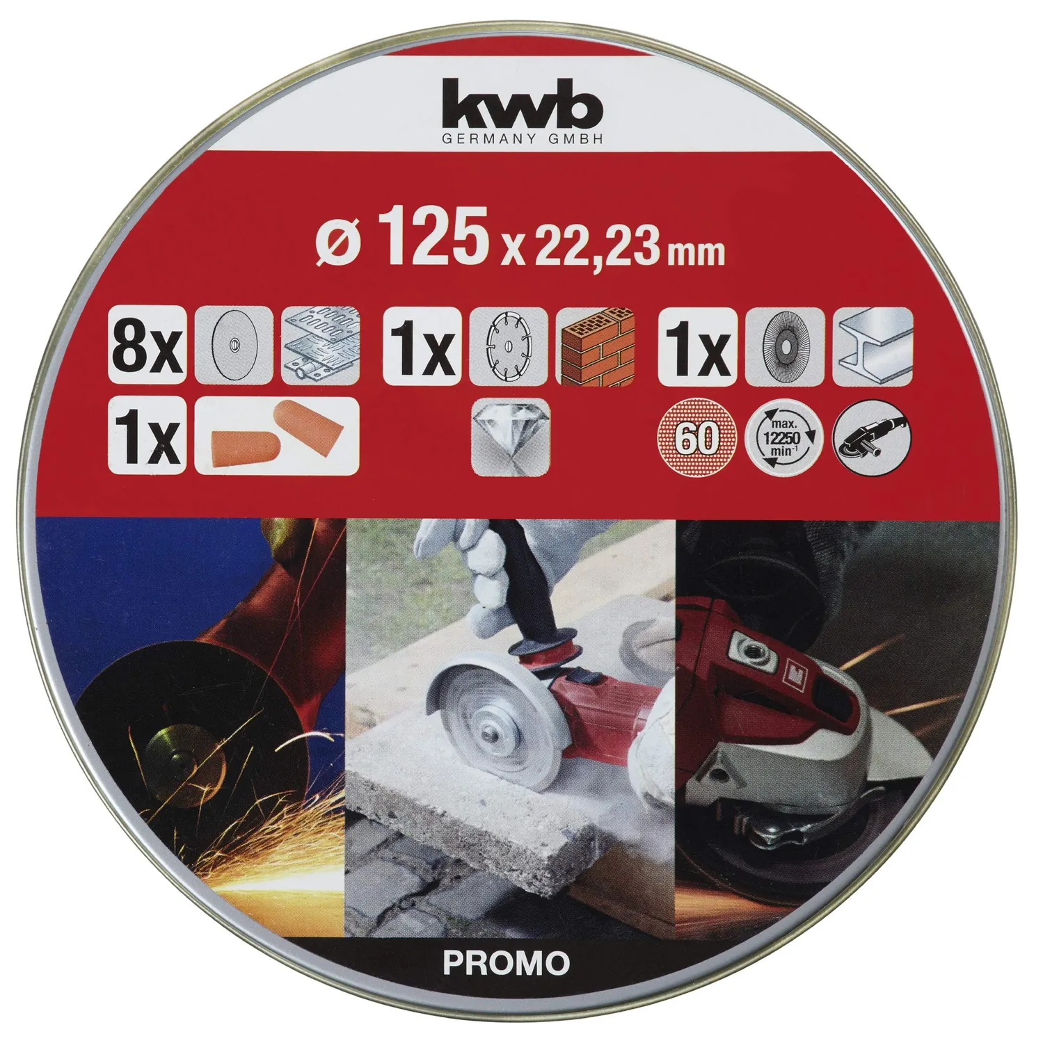 KWB set 10 dischi taglio 125 mm metallo pietra mola