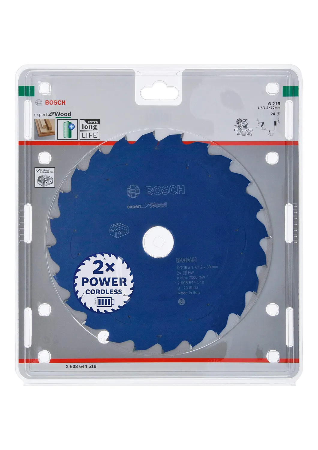 Bosch Expert lama circolare 216x30 mm 48 denti legno batteria