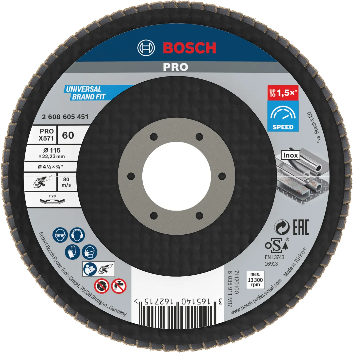 Bosch Expert PRO X571 disco lamellare 115 mm grana 40 metallo