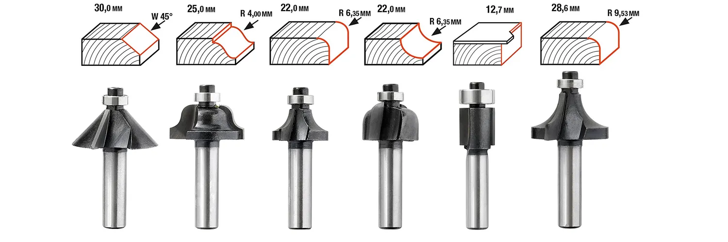 KWB set 12 frese fresatrice legno 8 mm metallo duro