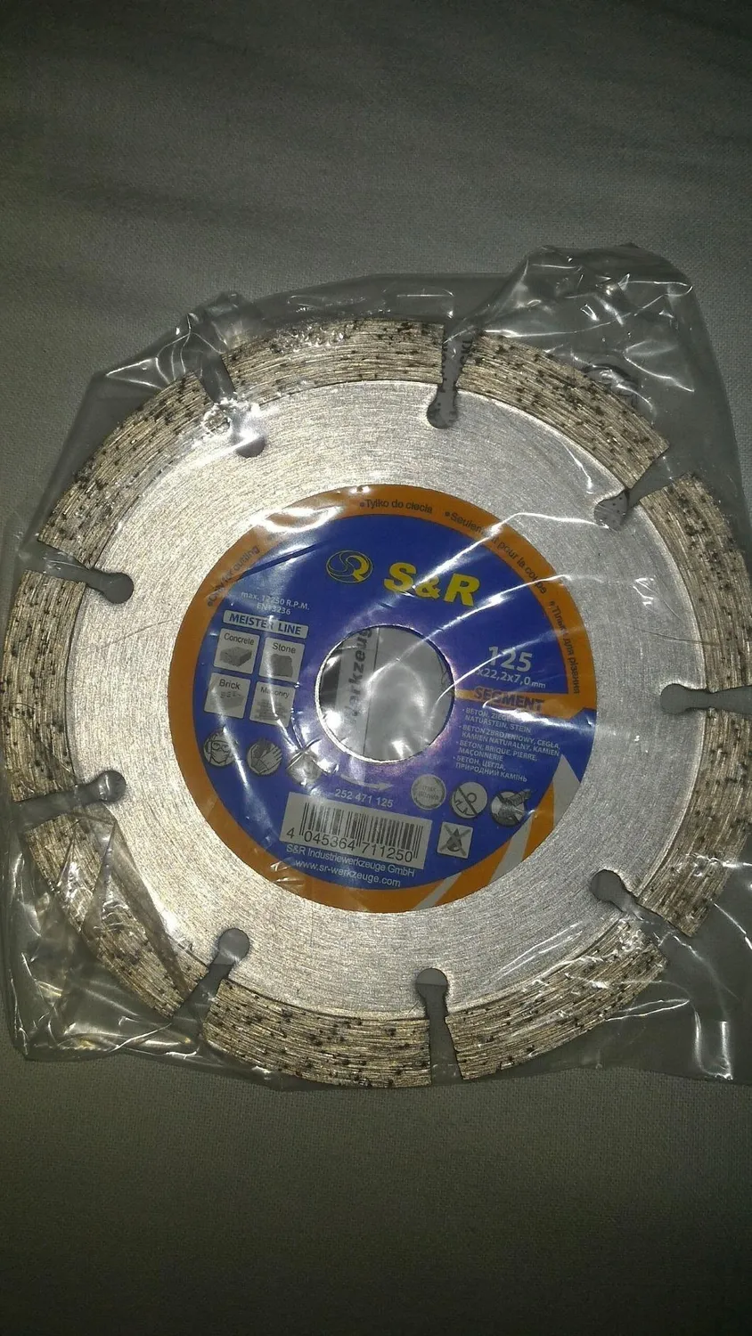 S&R Segment Disco Diamantato 125 x 22,2 mm Cemento