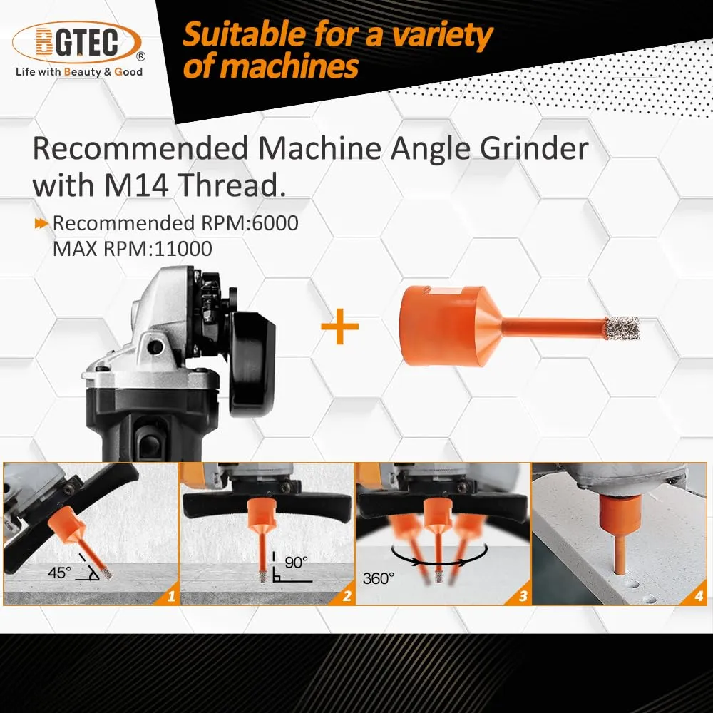 BGTEC punte diamantate M14 6/8 mm 4 pezzi per gres
