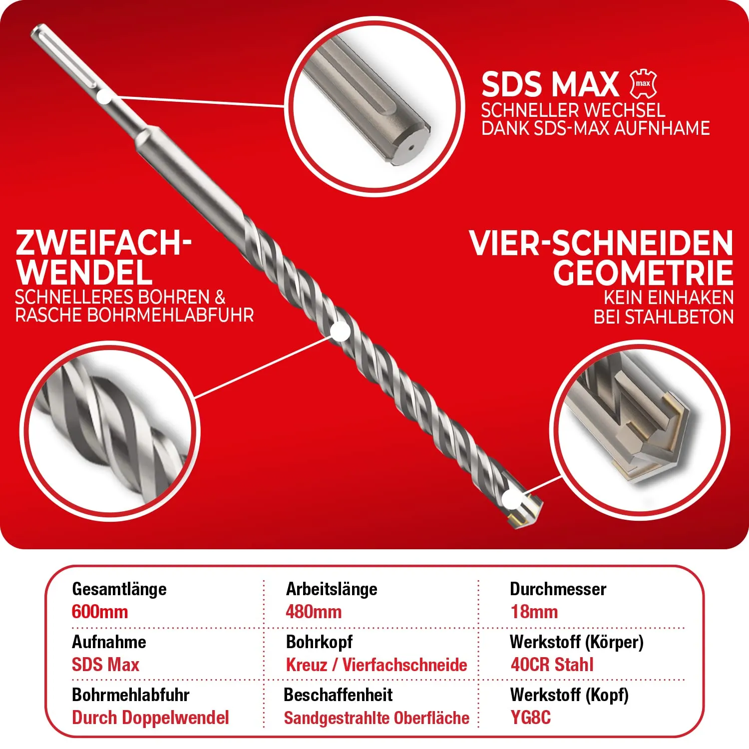 Schwabenbach punta SDS Max calcestruzzo 32x460 mm
