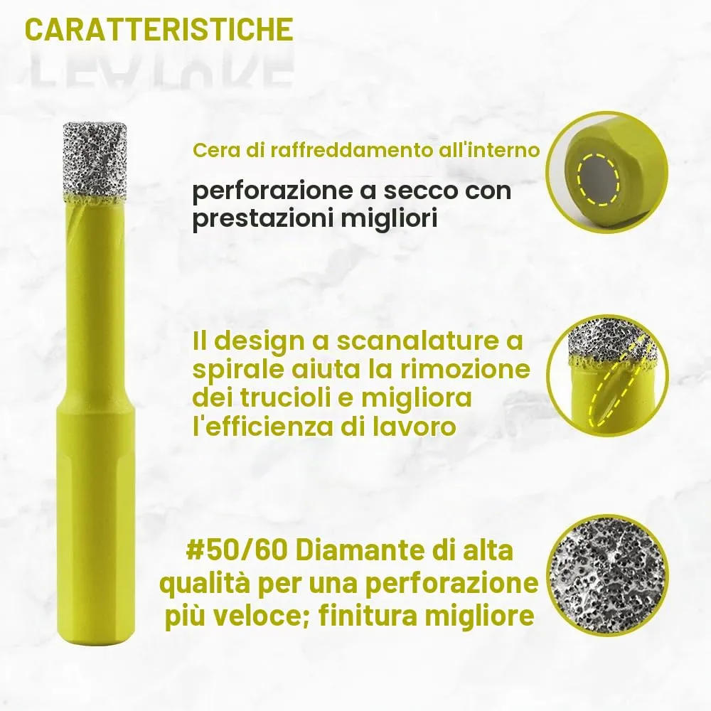SANLEETEK punta diamantata 6mm 5pz per ceramica a secco