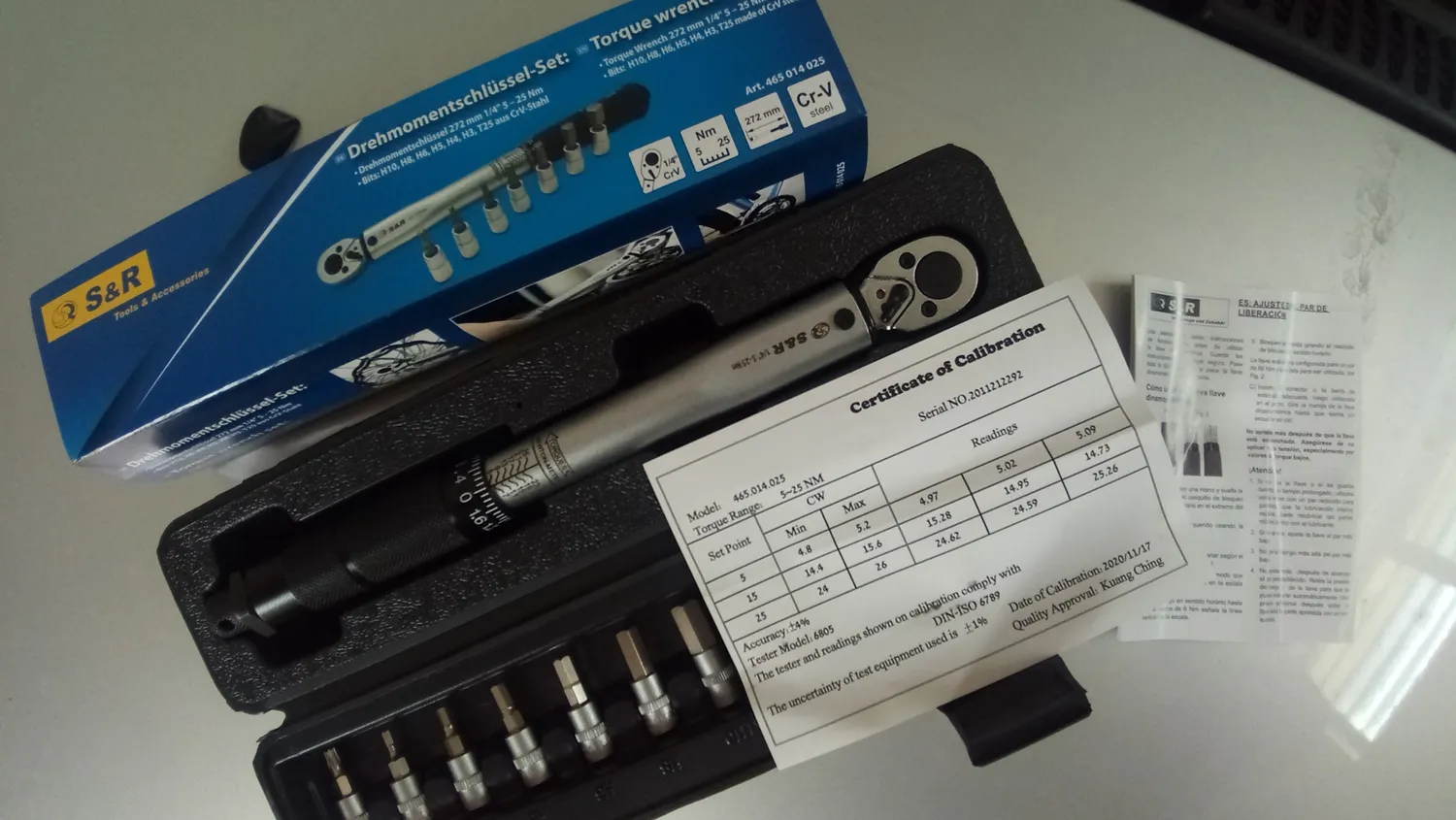 S&R Chiave dinamometrica 1/4 5-25Nm bici 7 inserti