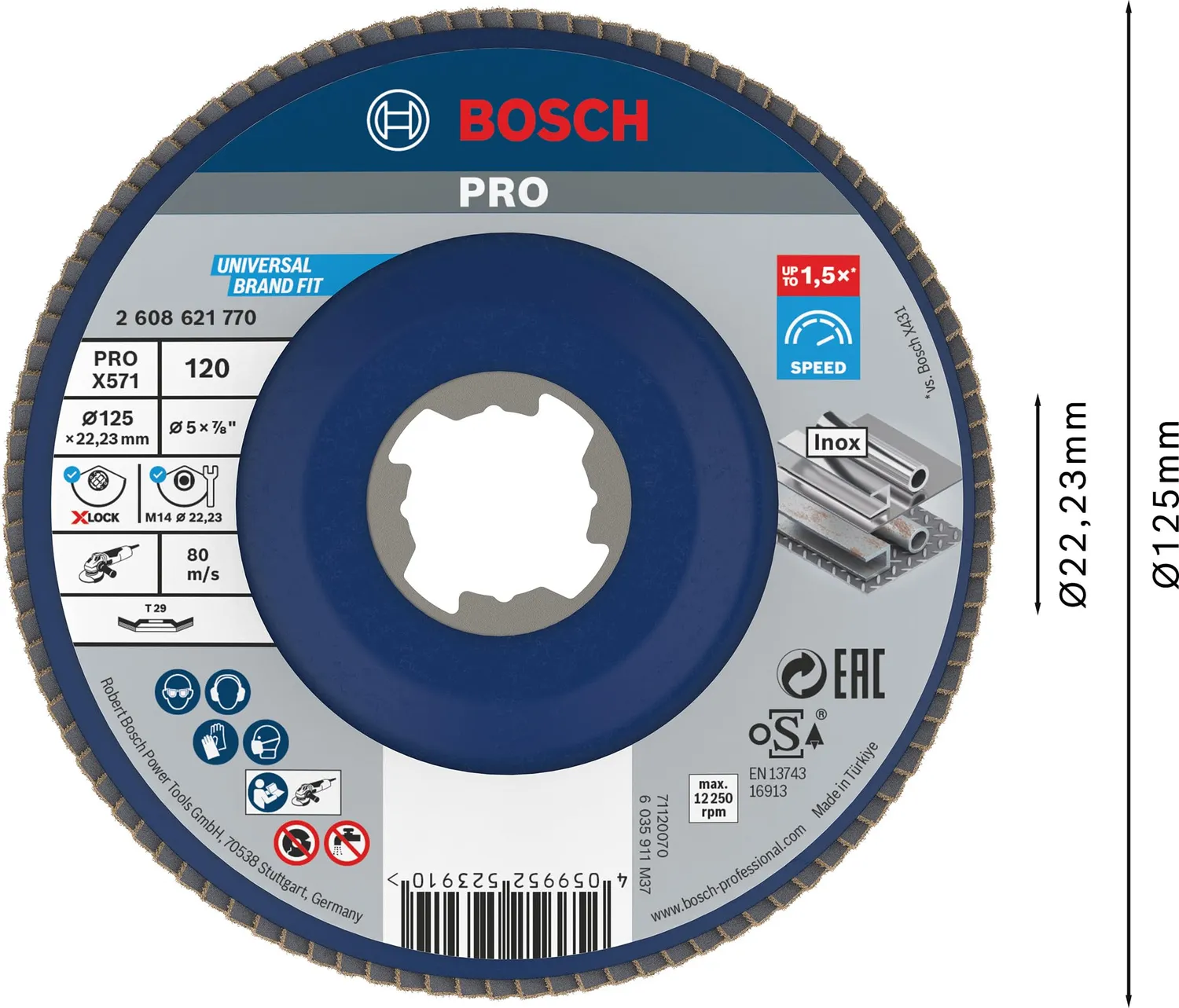 Bosch Expert PRO X571 Disco Lamellare 125 mm Grana 120
