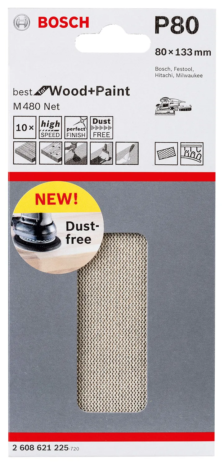 Bosch Expert M480 Fogli Abrasivi a Rete 50 Pezzi Legno Vernice