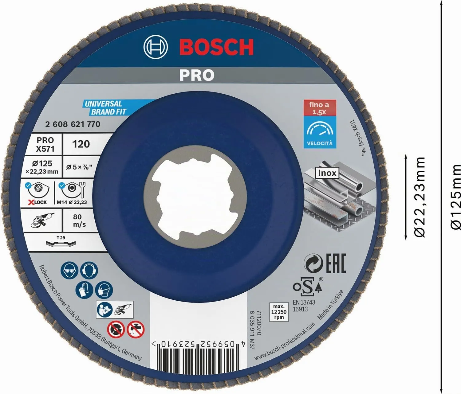 Bosch Expert PRO X571 Disco Lamellare 125 mm Grana 120