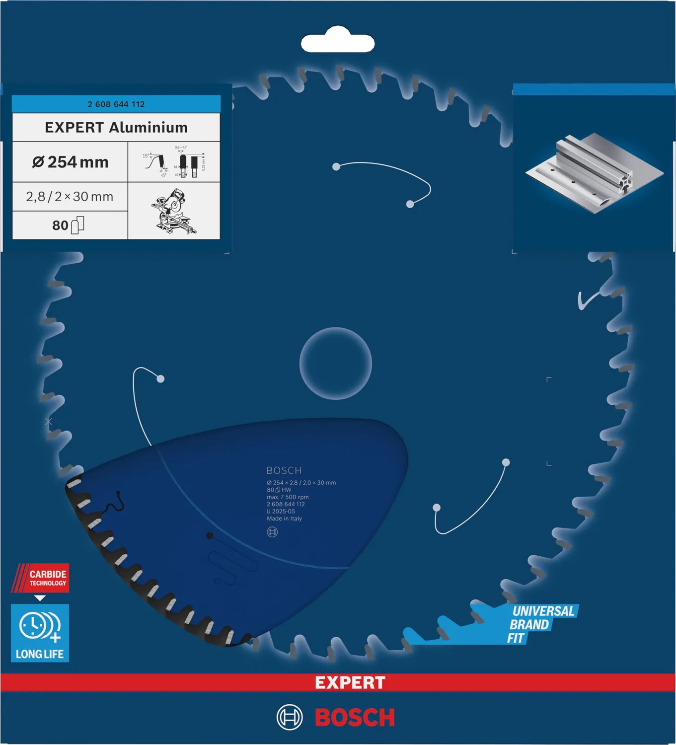 Bosch Expert Lama Sega Circolare 254x30 mm 80 Denti Alluminio