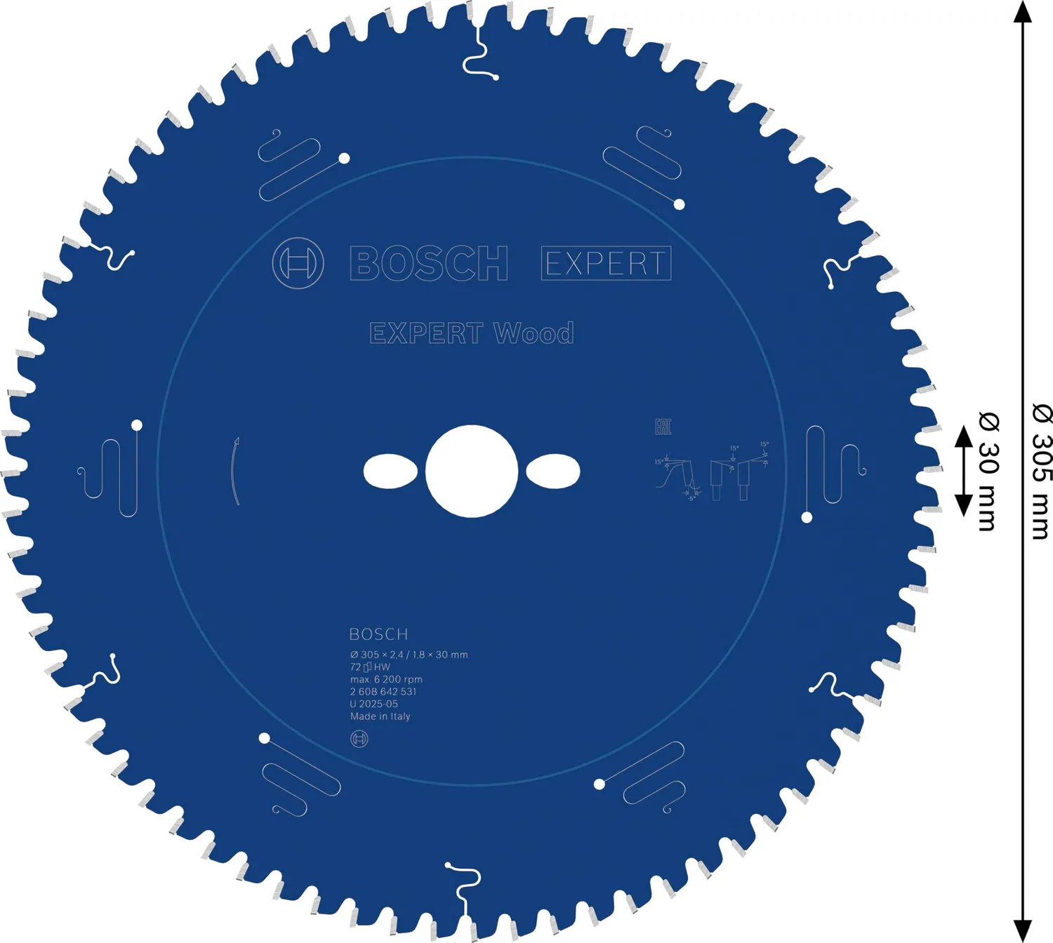 Bosch Expert lama circolare 305x30 72 denti legno