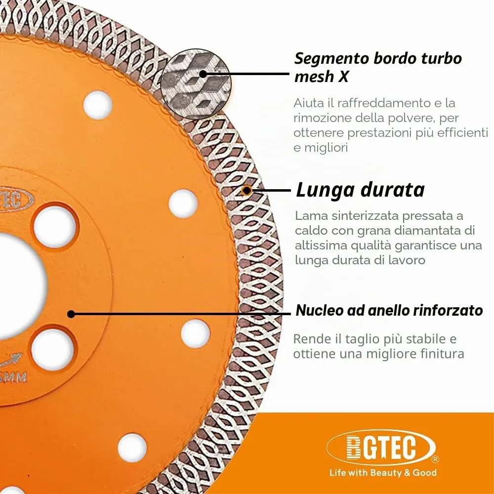 BGTEC Turbo Mesh disco diamantato 115mm ceramica gres