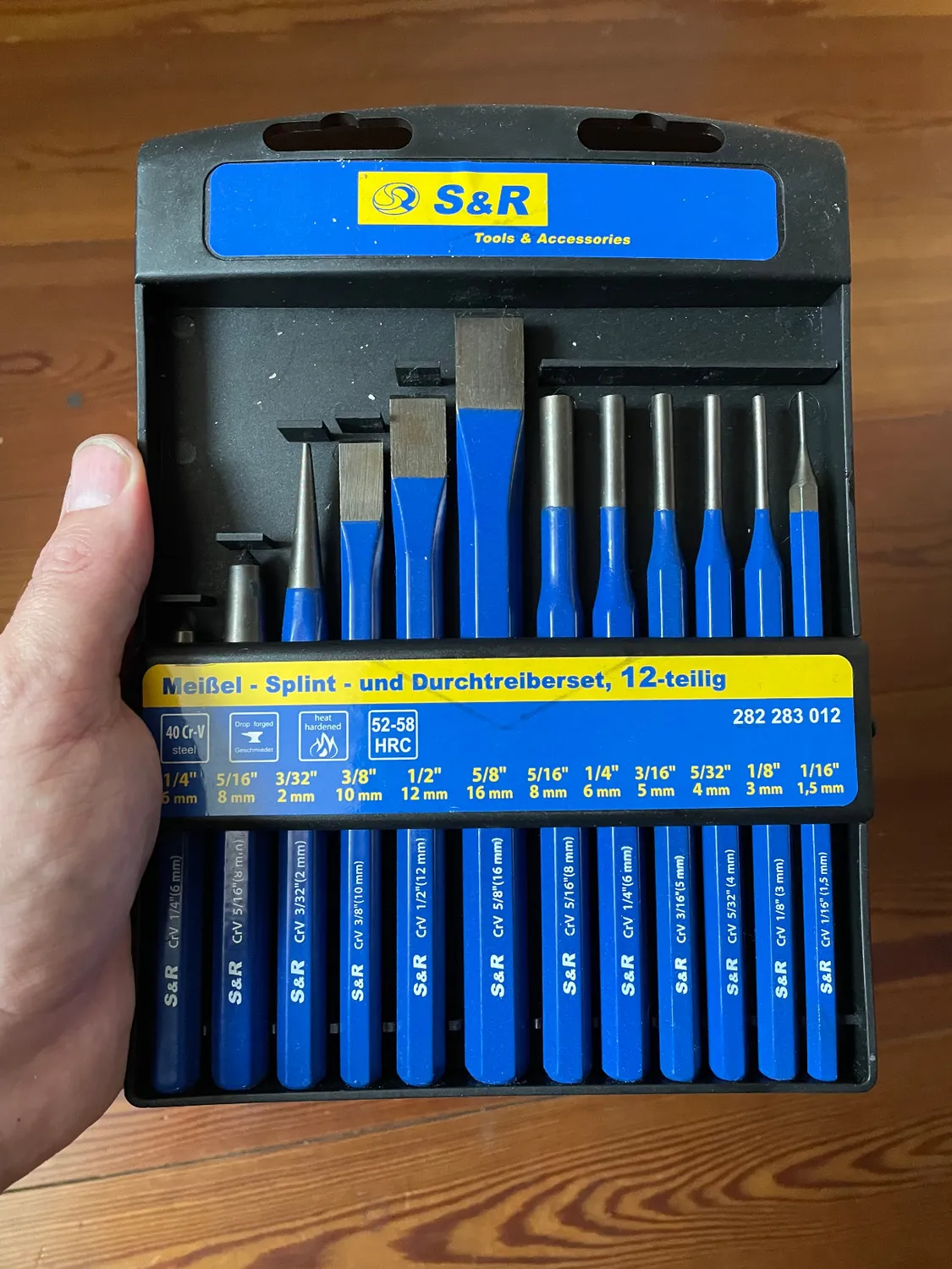 S&R Set 12pz scalpelli cacciaspine acciaio CR-V