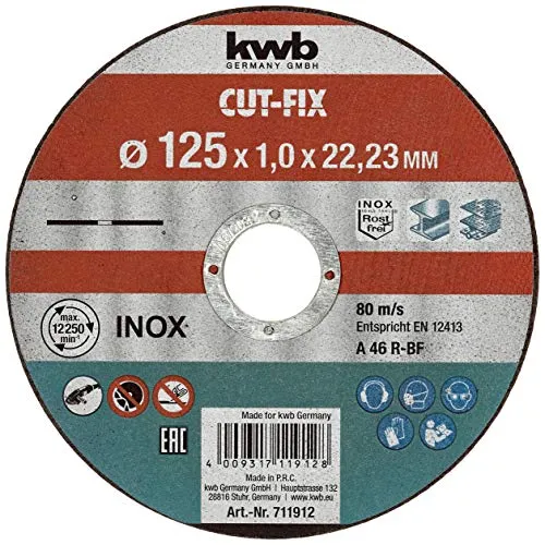 KWB CUT-Fix 7119-22 Disco Taglio 125 mm Metallo Inox