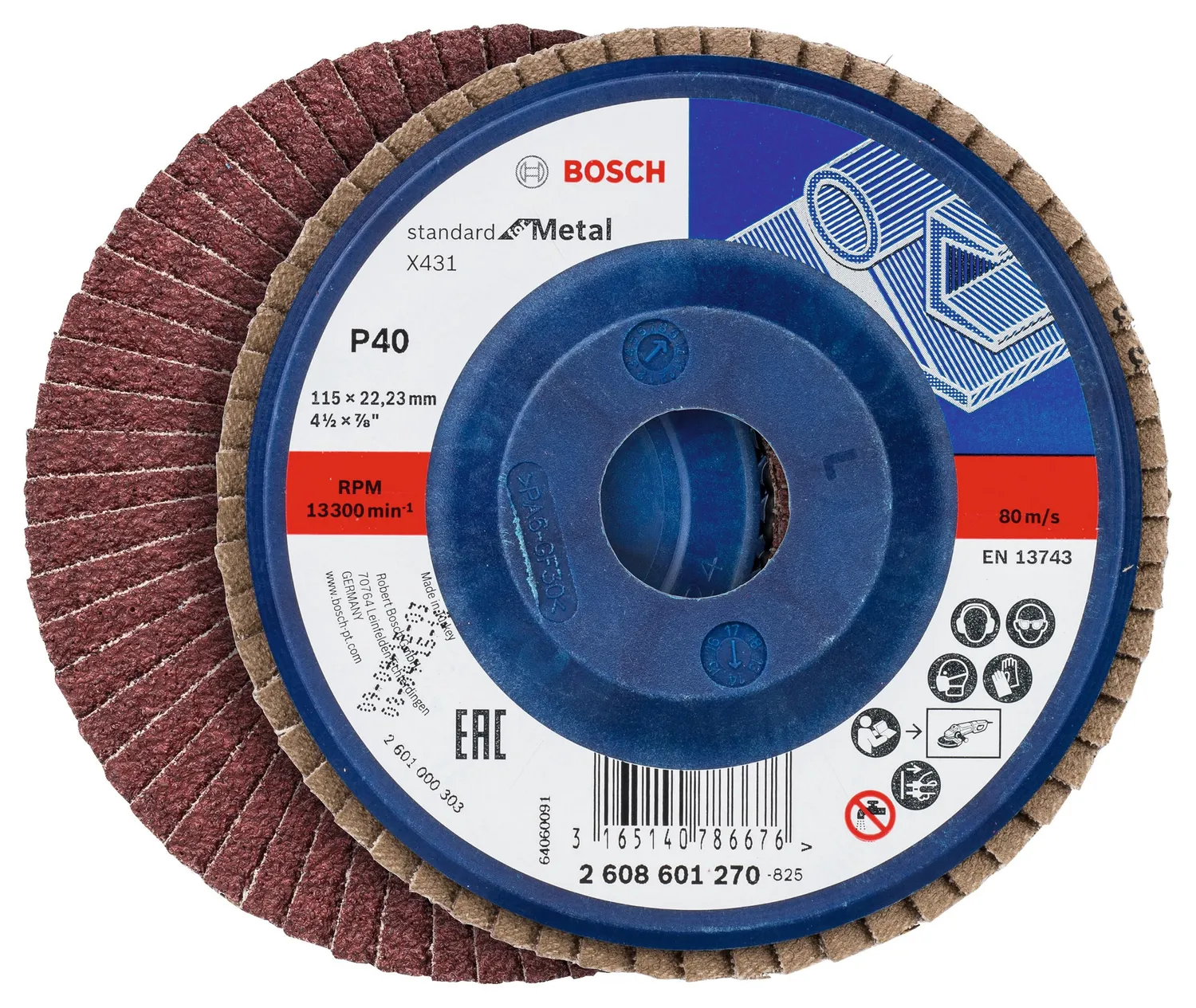 Bosch X431 dischi lamellari 115 mm P40-P80 3 pezzi metallo