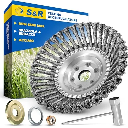 S&R spazzola decespugliatore acciaio 200 mm foro 25,4 mm