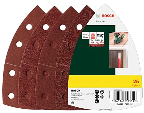 Bosch Set 25 Fogli Abrasivi 102x62 mm Grane Assortite