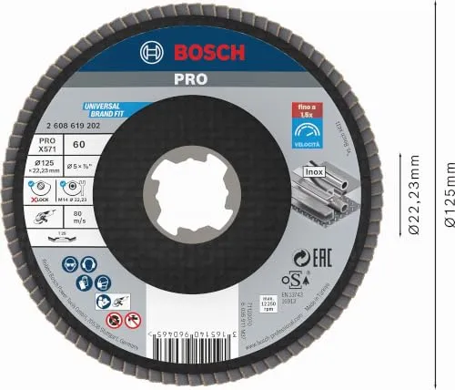 Bosch Expert PRO X571 disco lamellare 125 mm K60 metallo